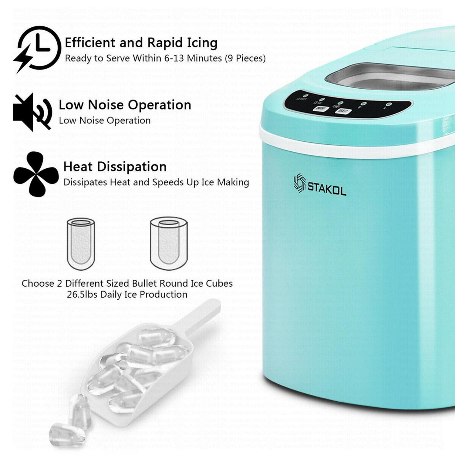 Portable Compact Electric Ice Maker Machine Mini Cube 26lb/Day