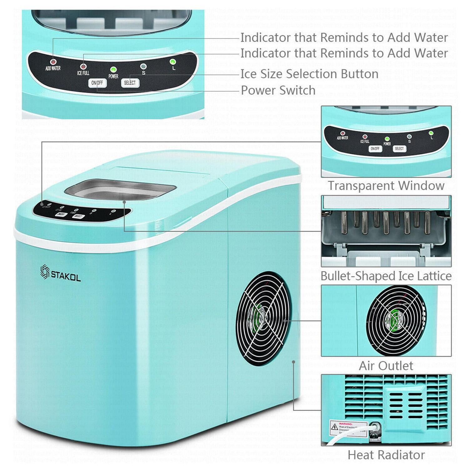 Portable Compact Electric Ice Maker Machine Mini Cube 26lb/Day