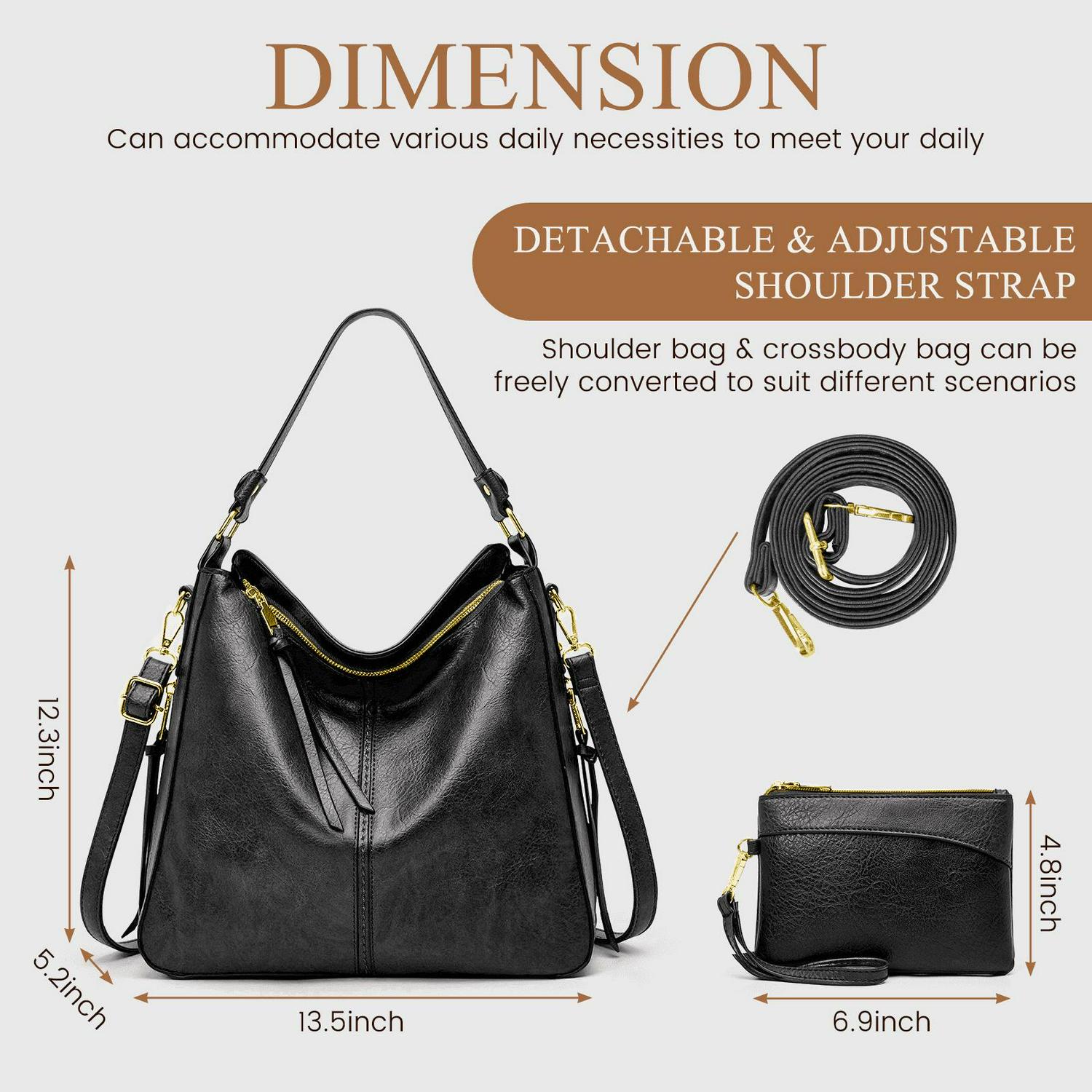 Tote Bag and Purse Sets for Women Trendy Hobo Bags w/ Large Capacity PU Leather - Picture 21 of 26