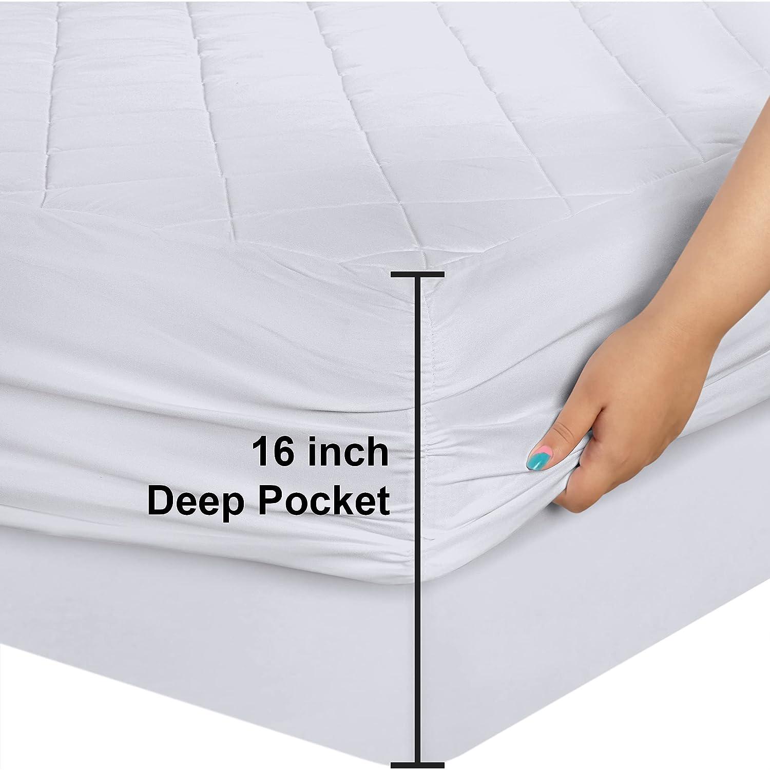 Cojín de colchón acolchado ajustable protector elástico lavable a máquina - Imagen 25 de 27