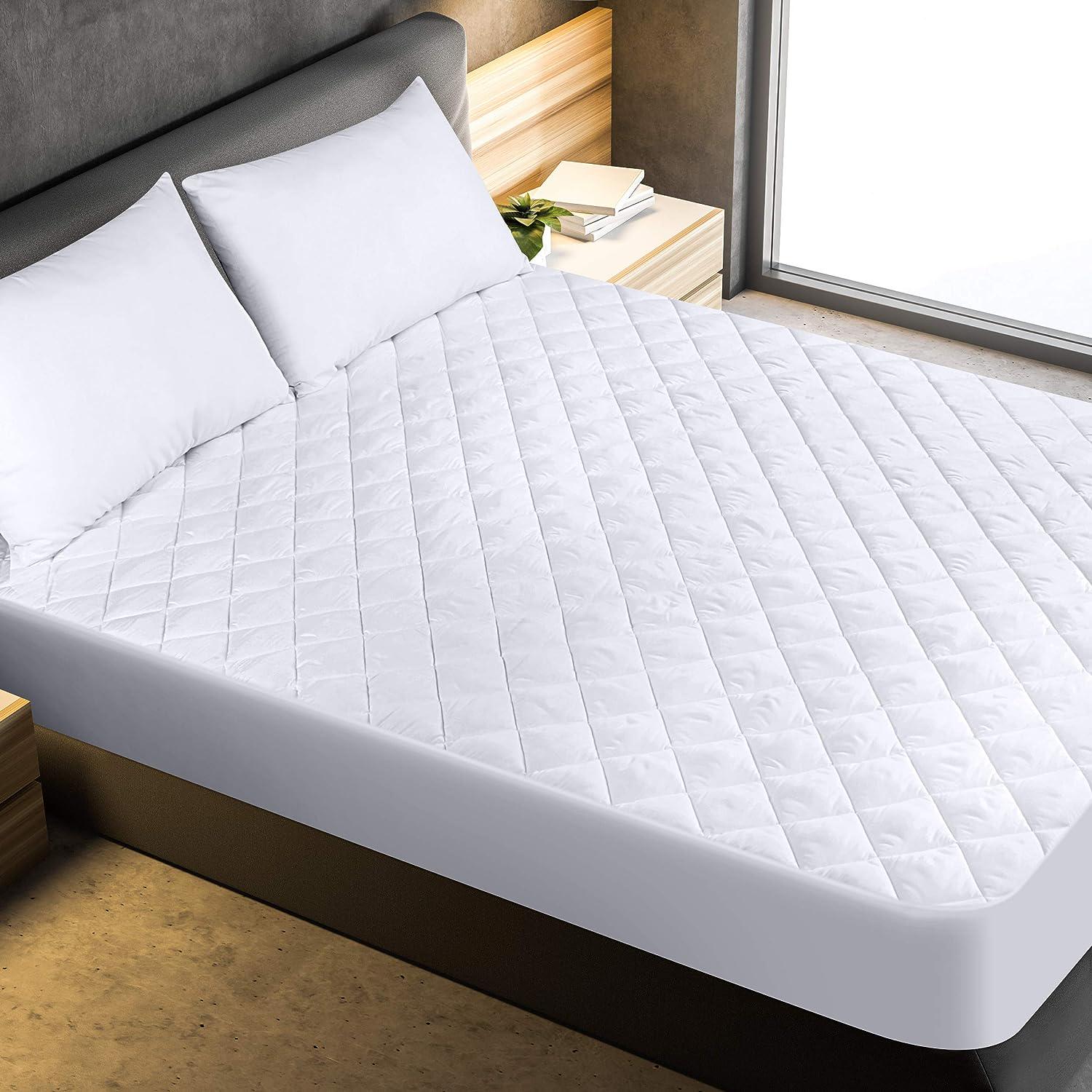Cojín de colchón acolchado ajustable protector elástico lavable a máquina - Imagen 24 de 27