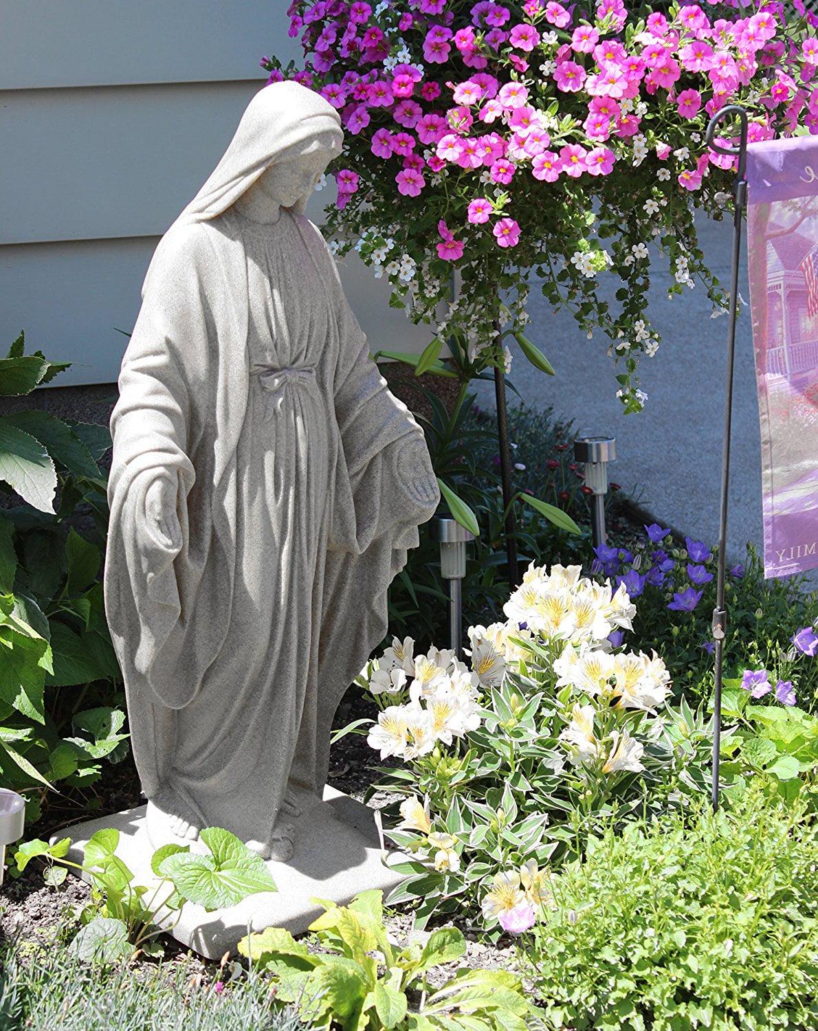 3' Tall Virgin Mary Statue Granite Outdoor Religious Garden Sculpture Lawn