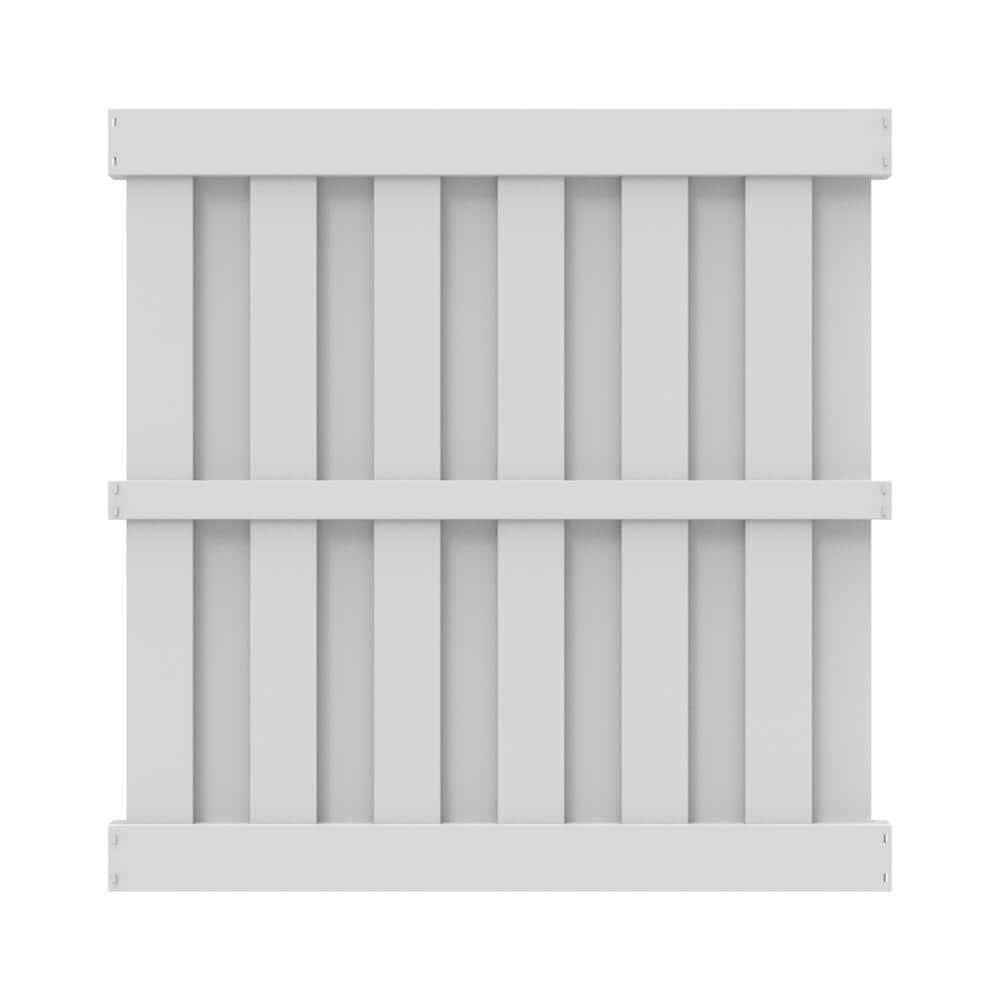 Barrette Outdoor Living Whitney 6 ft. x 6 ft. White Shadowbox Vinyl Fence Panel