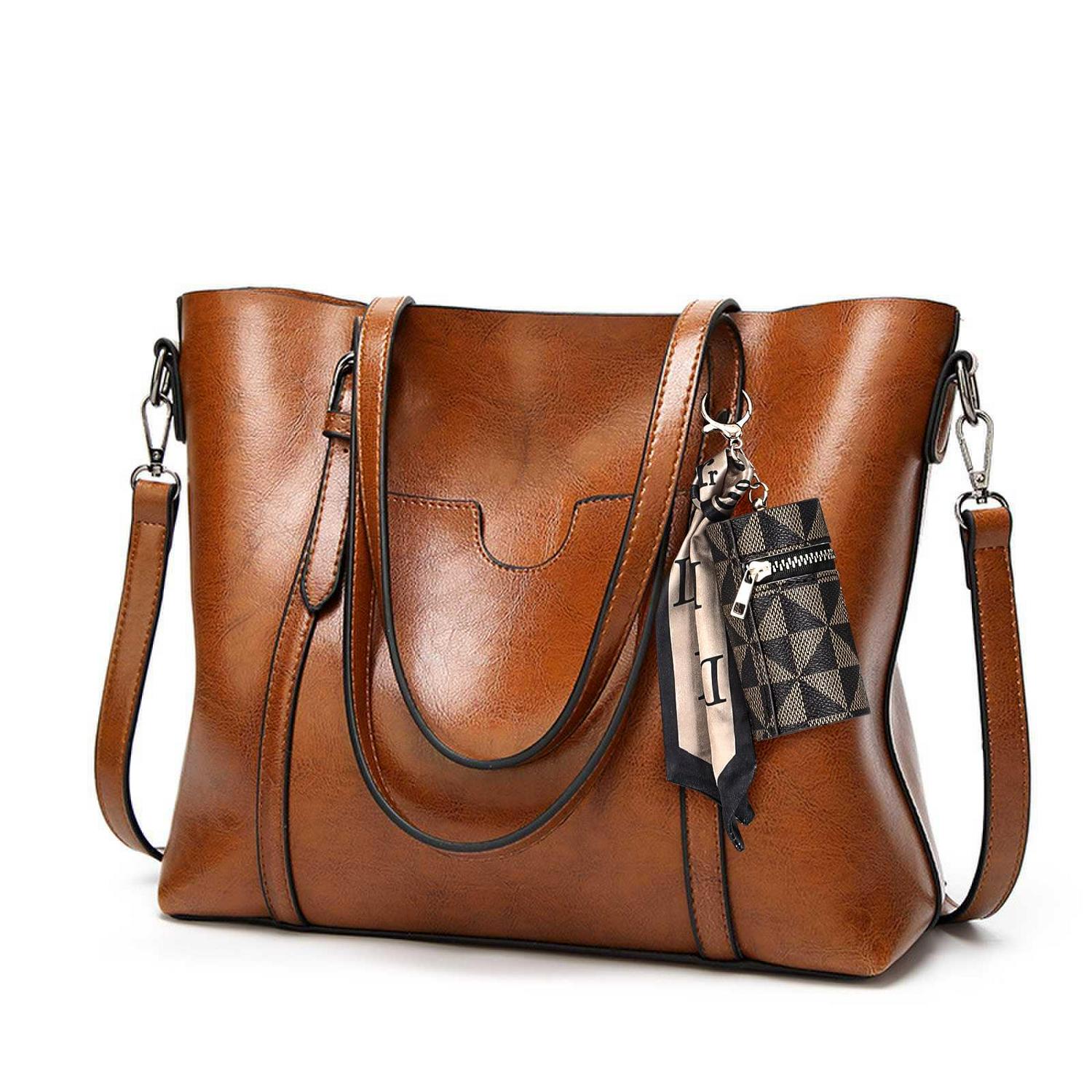 Womens Large Tote PU Leather Bag Handbags Top Handle Satchel Bags Big Capacity - Picture 51 of 54