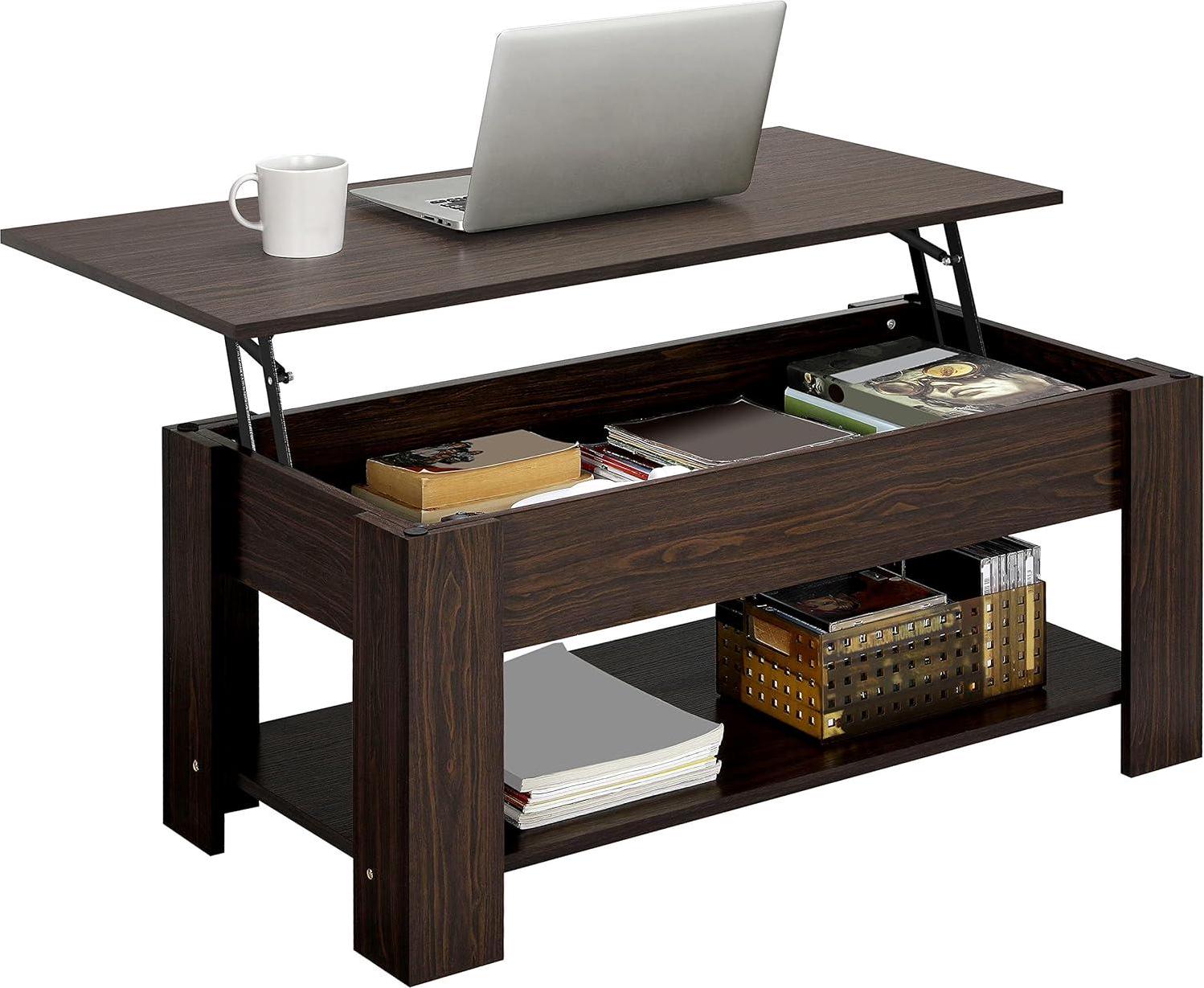 Yaheetech Lift Top Coffee Table, Wood Lifting Table Tea with Storage Shelf for