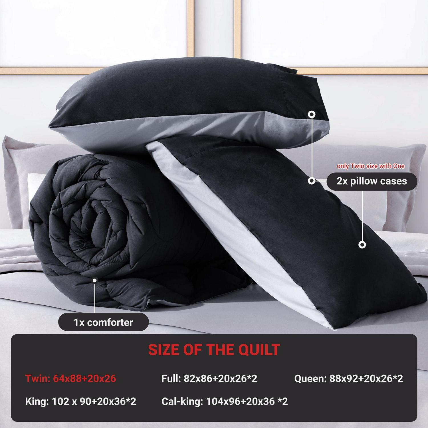 Set 3 pezzi piumone letto in borsa inserto piumone reversibile matrimoniale completo queen king - Foto 31 di 34