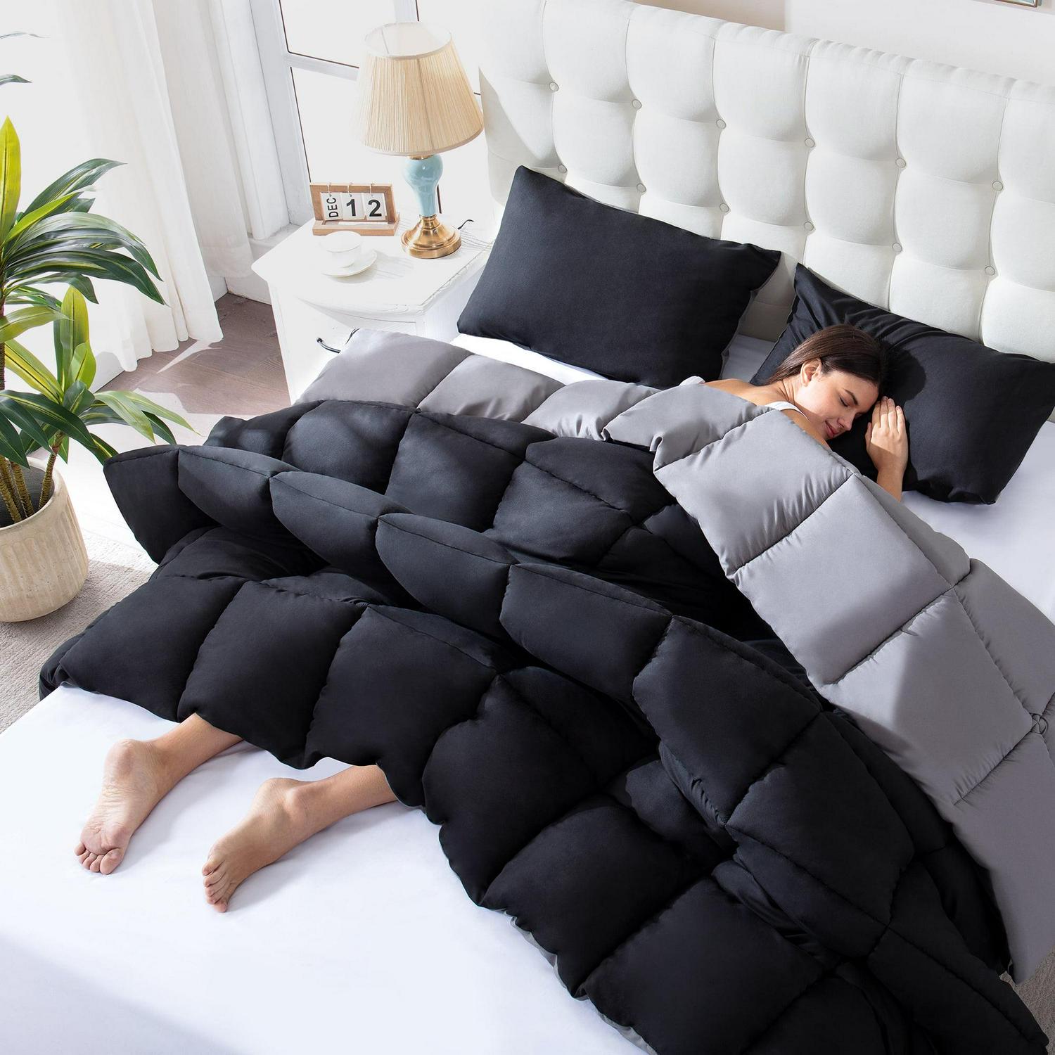 Set 3 pezzi piumone letto in borsa inserto piumone reversibile matrimoniale completo queen king - Foto 28 di 34