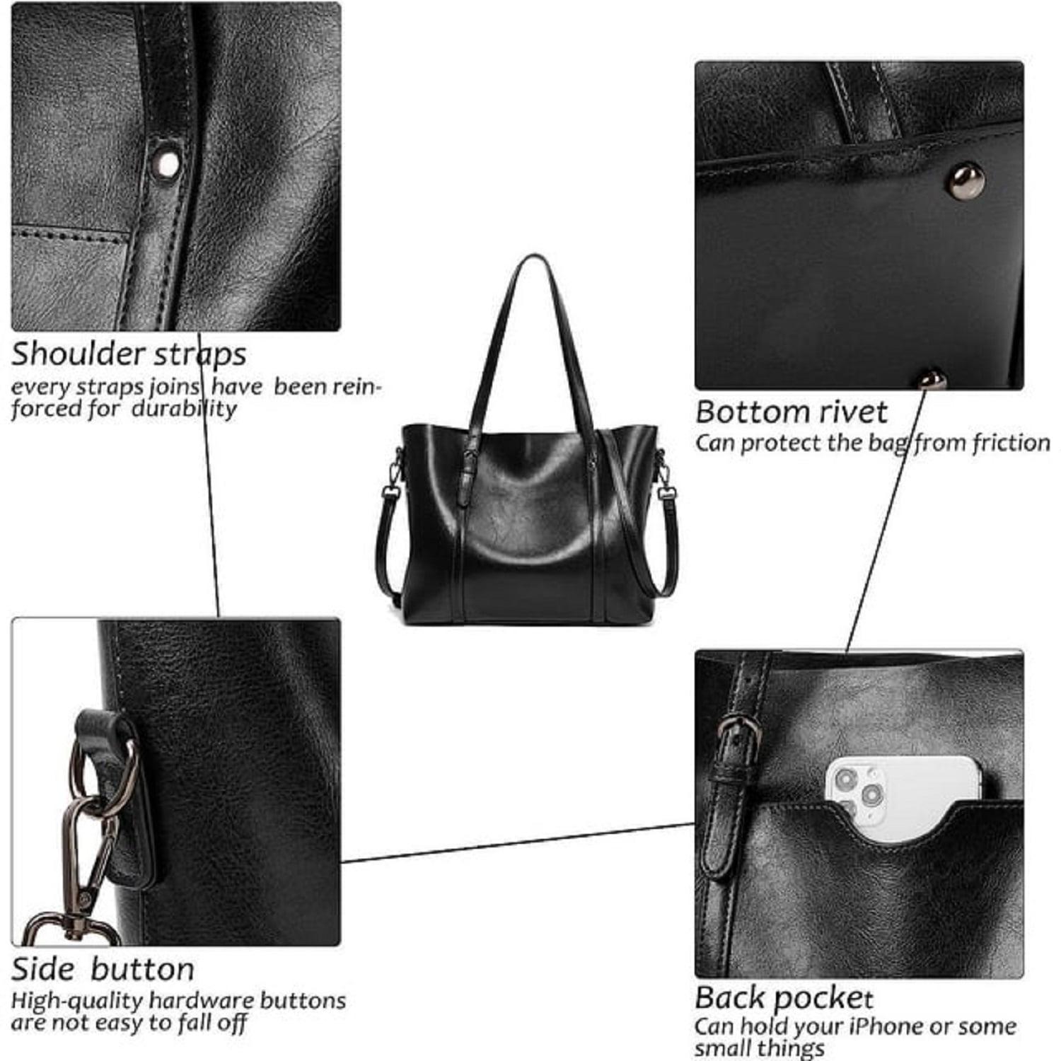Womens Large Tote PU Leather Bag Handbags Top Handle Satchel Bags Big Capacity - Picture 40 of 54