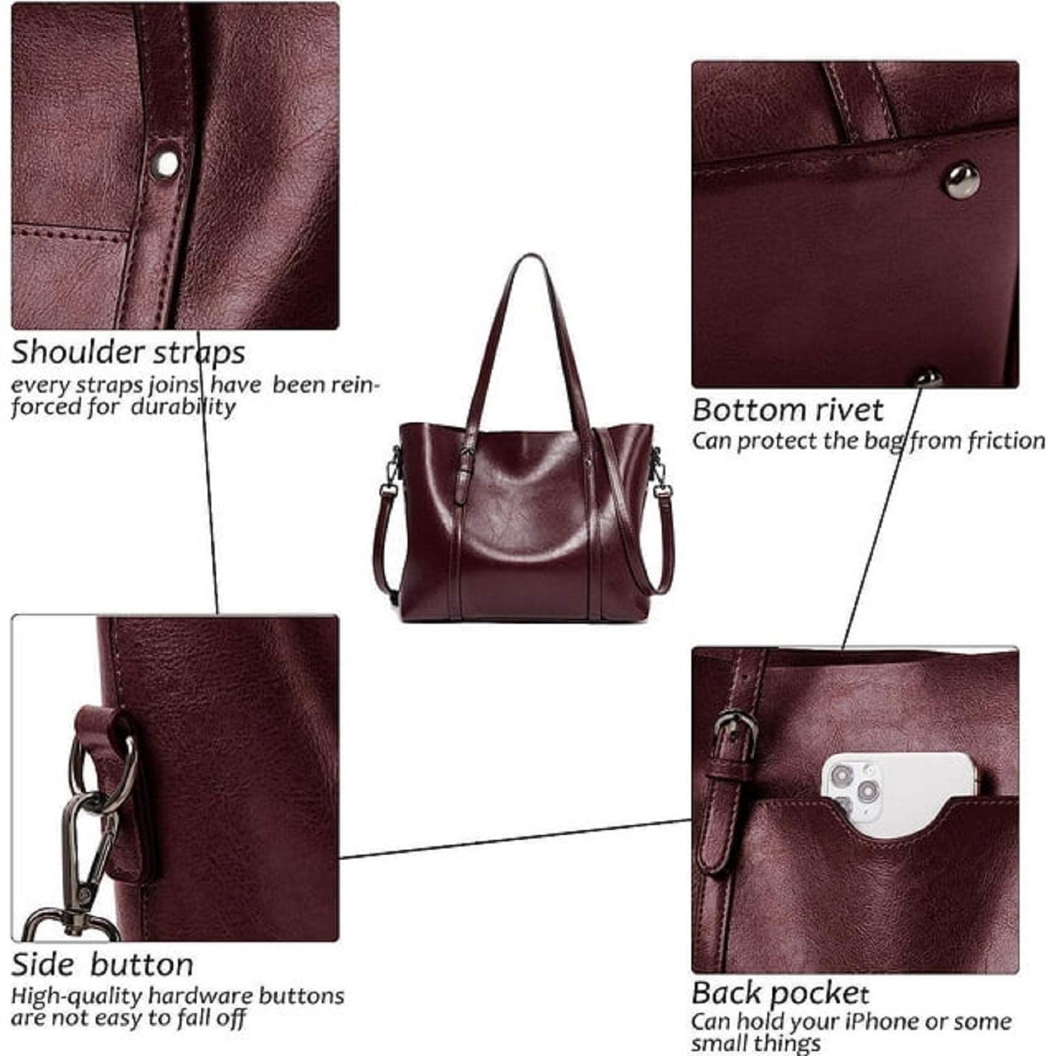 Womens Large Tote PU Leather Bag Handbags Top Handle Satchel Bags Big Capacity - Picture 27 of 54