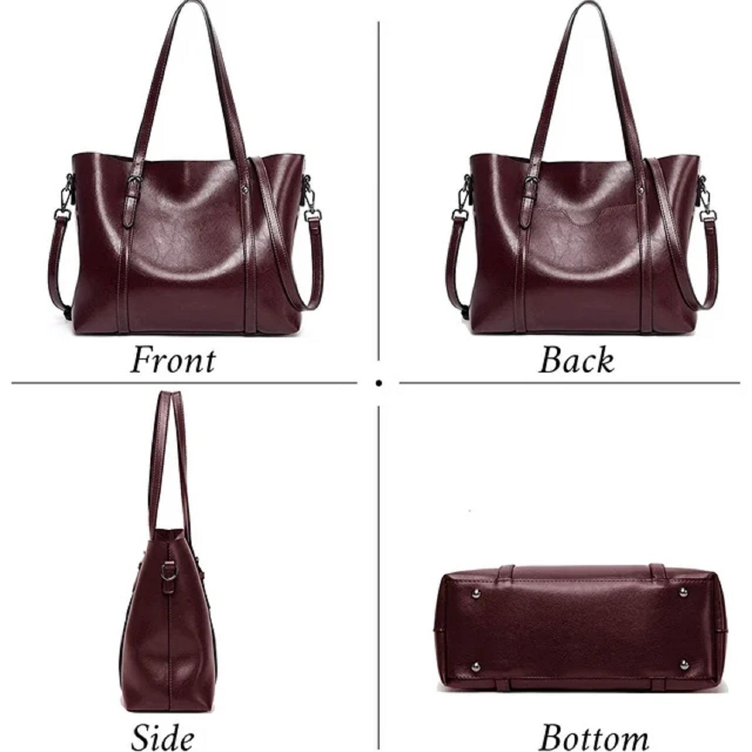 Womens Large Tote PU Leather Bag Handbags Top Handle Satchel Bags Big Capacity - Picture 28 of 54