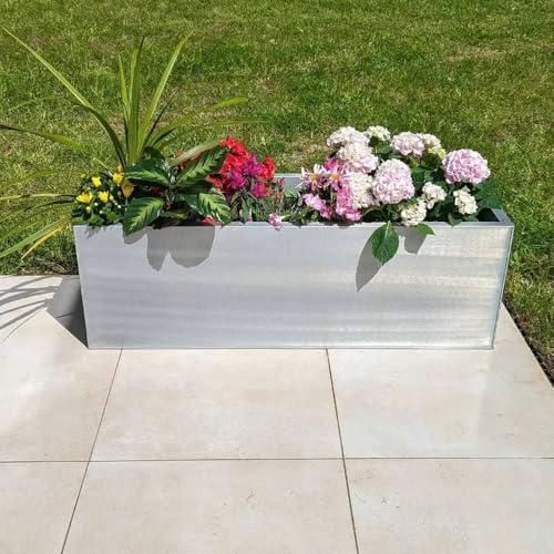 1.2m/1m/75cm/70cm Zinc Galvanised Trough Planter | No Assembly Needed | (Matte x