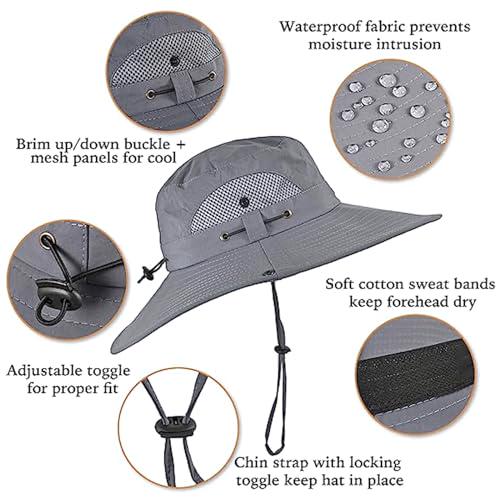 Outdoor Wide Brim Sun Hat with 2 Solar Fan Bucket Hat Men Women Fishing Beach - Picture 46 of 67