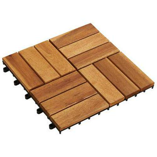Wooden Decking Tiles Garden Patio Path Floor Tile Boards Wood Brown 30 x 30 cm