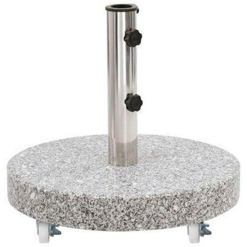 Parasol Base Umbrella Holder Stand w/ Wheels Castors Portable Round Granite 30kg