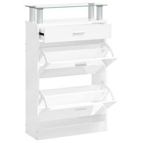 Shoe Cabinet Hallway Shoes Storage Rack Organiser Drawer Cupboard Glass Shelf