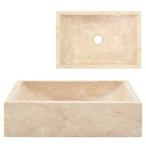 Marble Sink Bathroom Washroom Handmade Rectangular Basin Countertop Modern 45 cm
